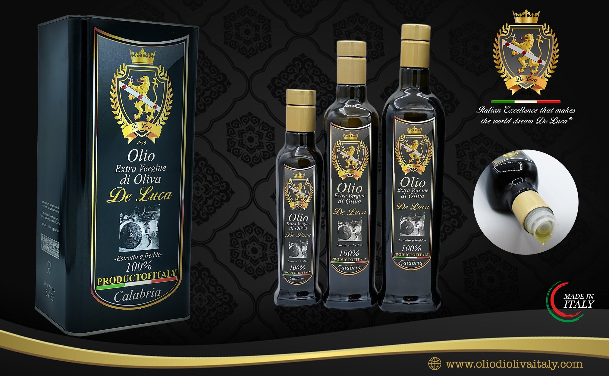Olio Extravergine di Oliva Italiano biologico De Luca Eccellenza italiana che fa sognare il mondo De Luca